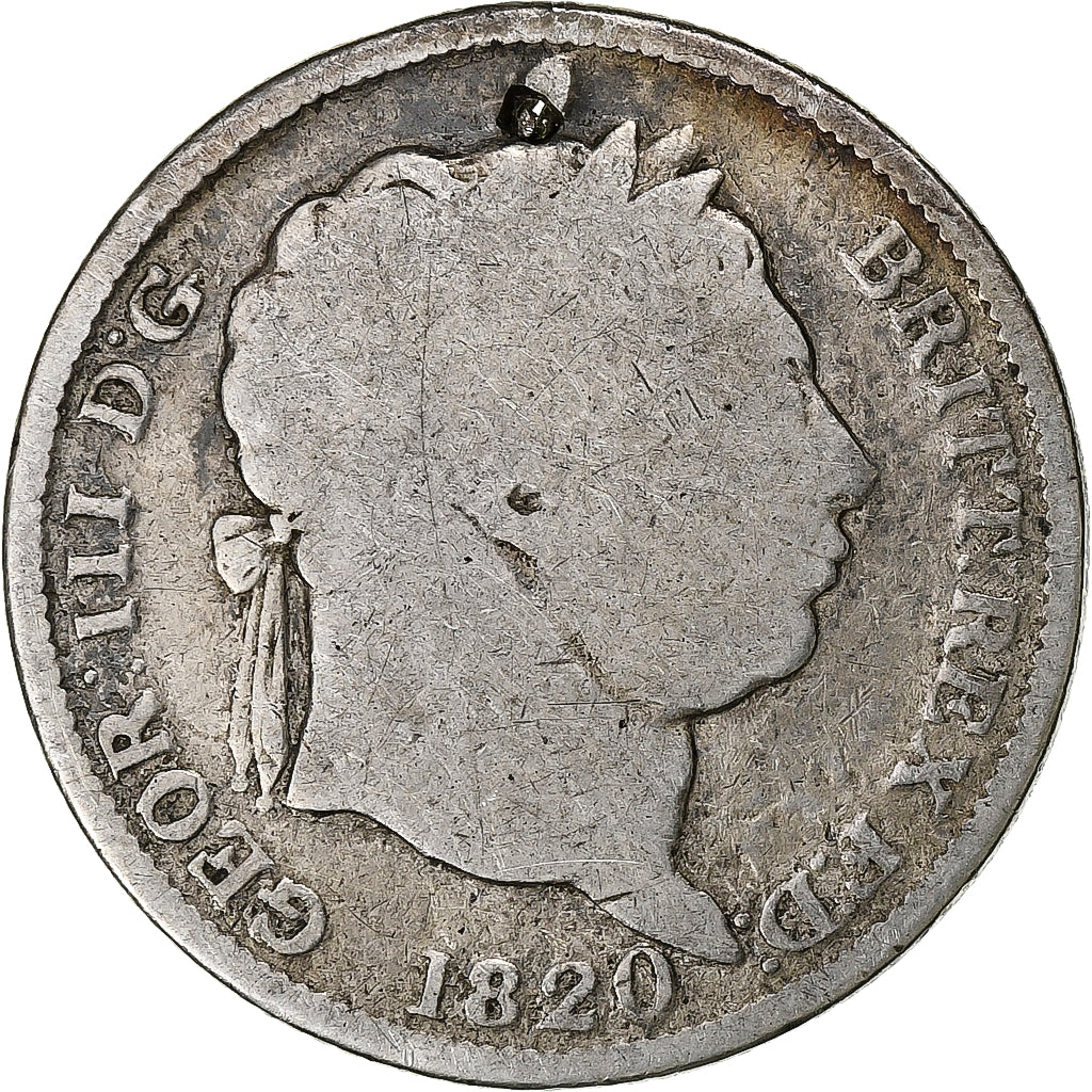 Groot Bretagne, George III, Shilling, 1820, London, Zilver, ZG+, KM:666