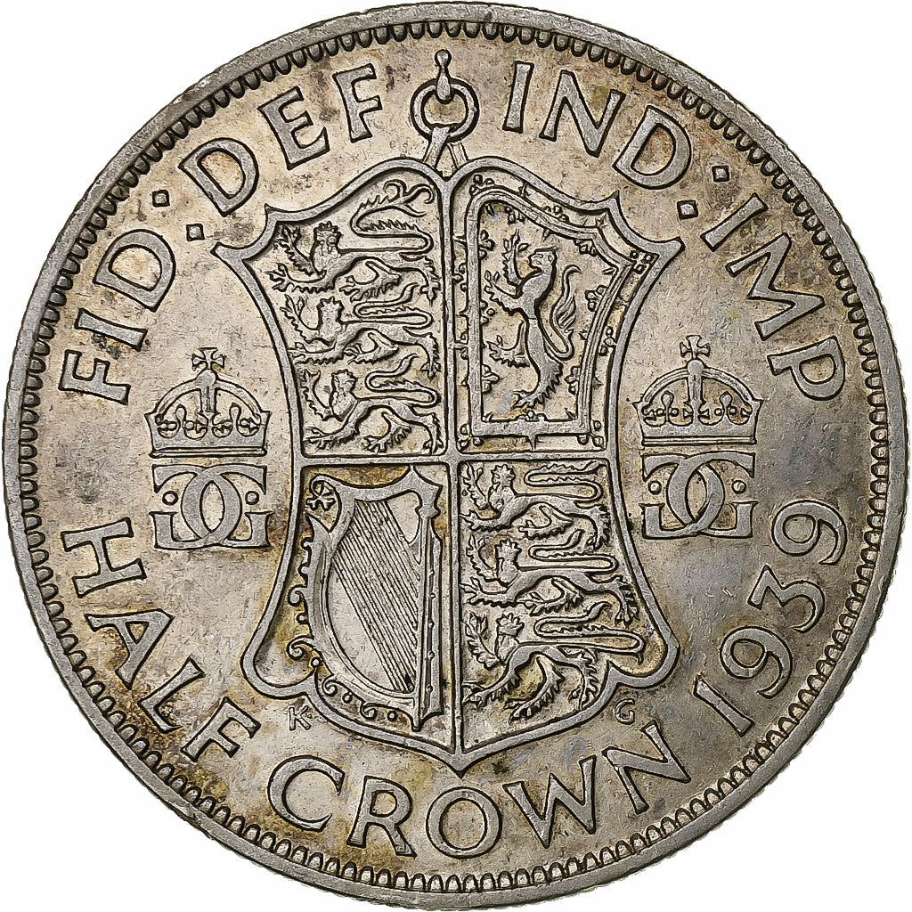 Grande-Bretagne, George VI, 1/2 Crown, 1939, Argent, TB+, KM:856