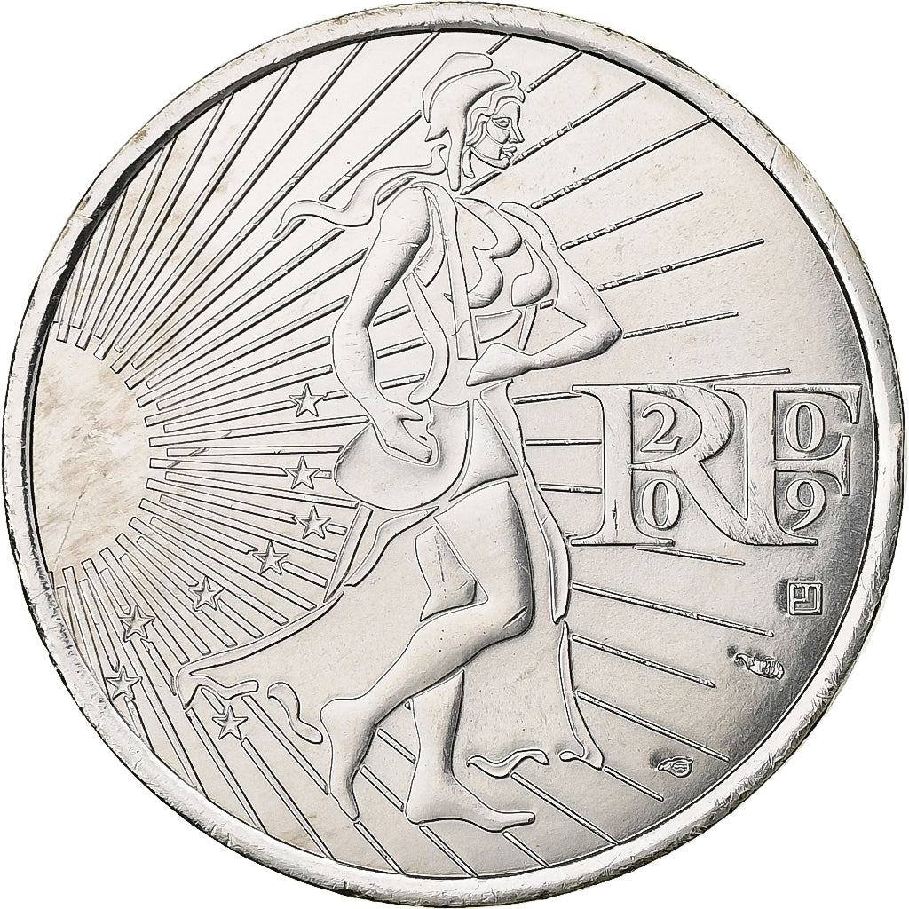 França, 10 Euro, Semeuse, 2009, Prata, MS(64), KM:1580