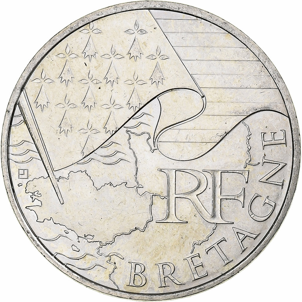 France, 10 Euro, Bretagne, 2010, Paris, Silver, MS(60-62)