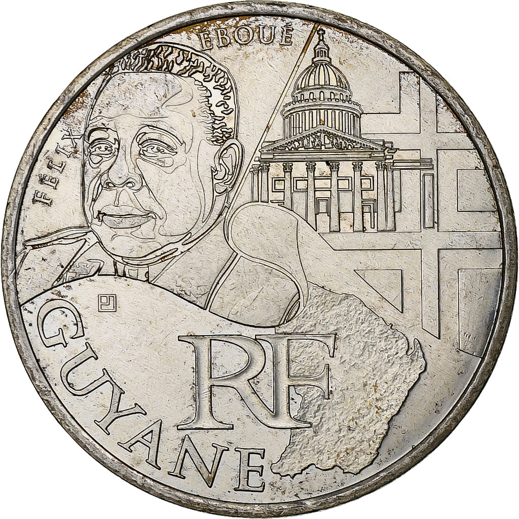 France, 10 Euro, Guyane, Félix Éboué, 2012, Paris, Silver, MS(63), KM:1872