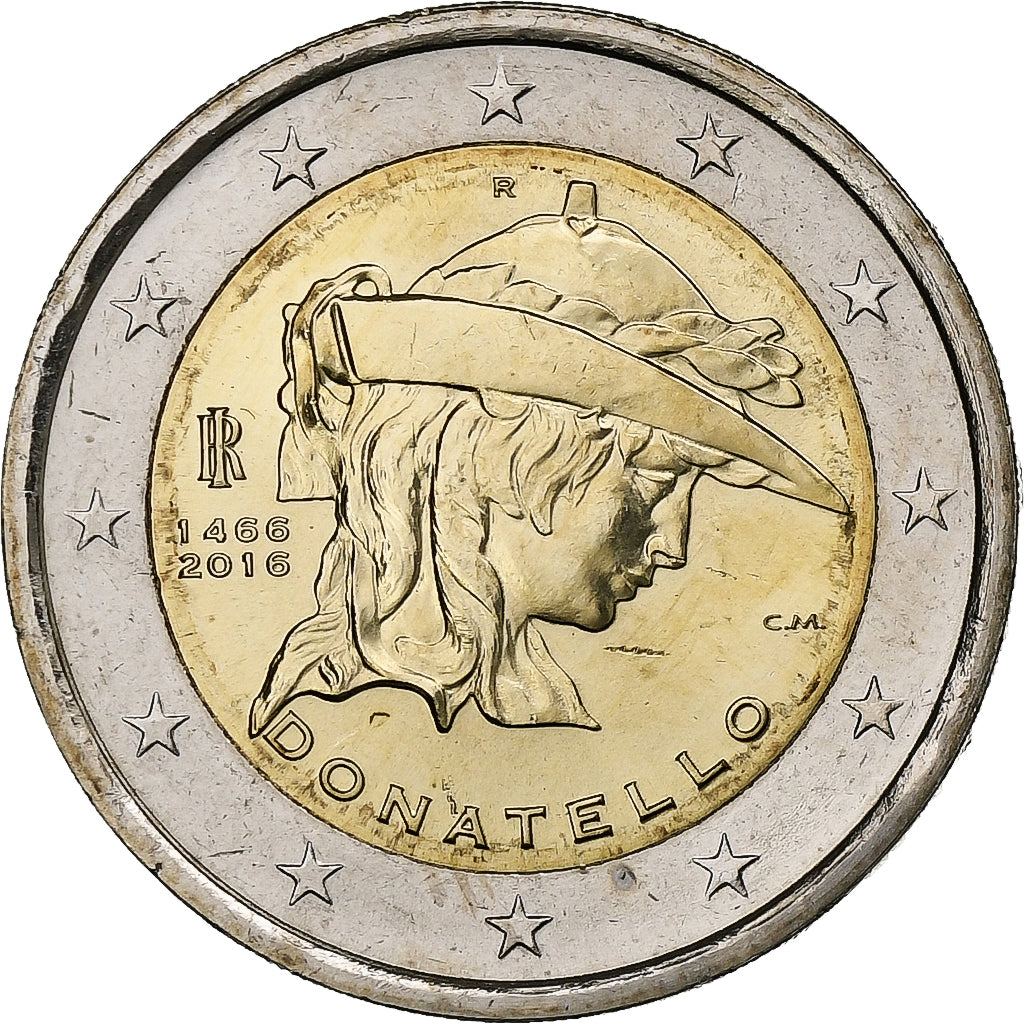 Włochy, 2 Euro, Donatello, 2016, Rome, Bimetaliczny, MS(65-70)