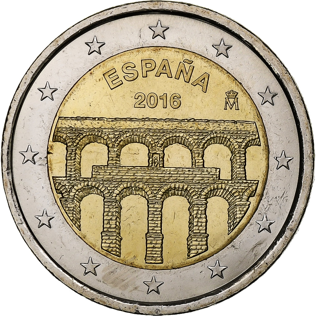 España, 2 Euro, Aqueduct of Segovia, 2016, Madrid, Bimetálico, FDC