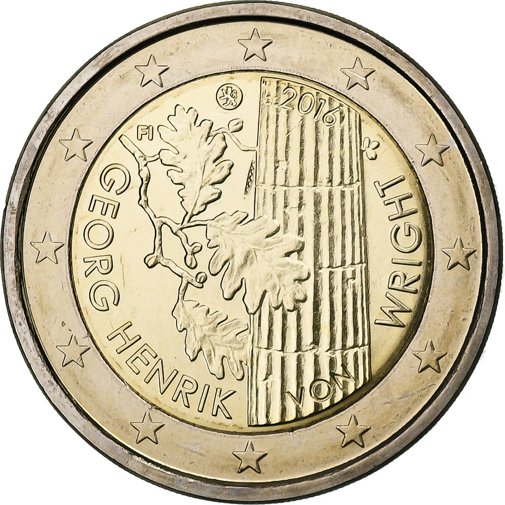 Finlandia, 2 Euro, Georg Henrik von Wright, 2016, Vantaa, Bi-metallico, FDC