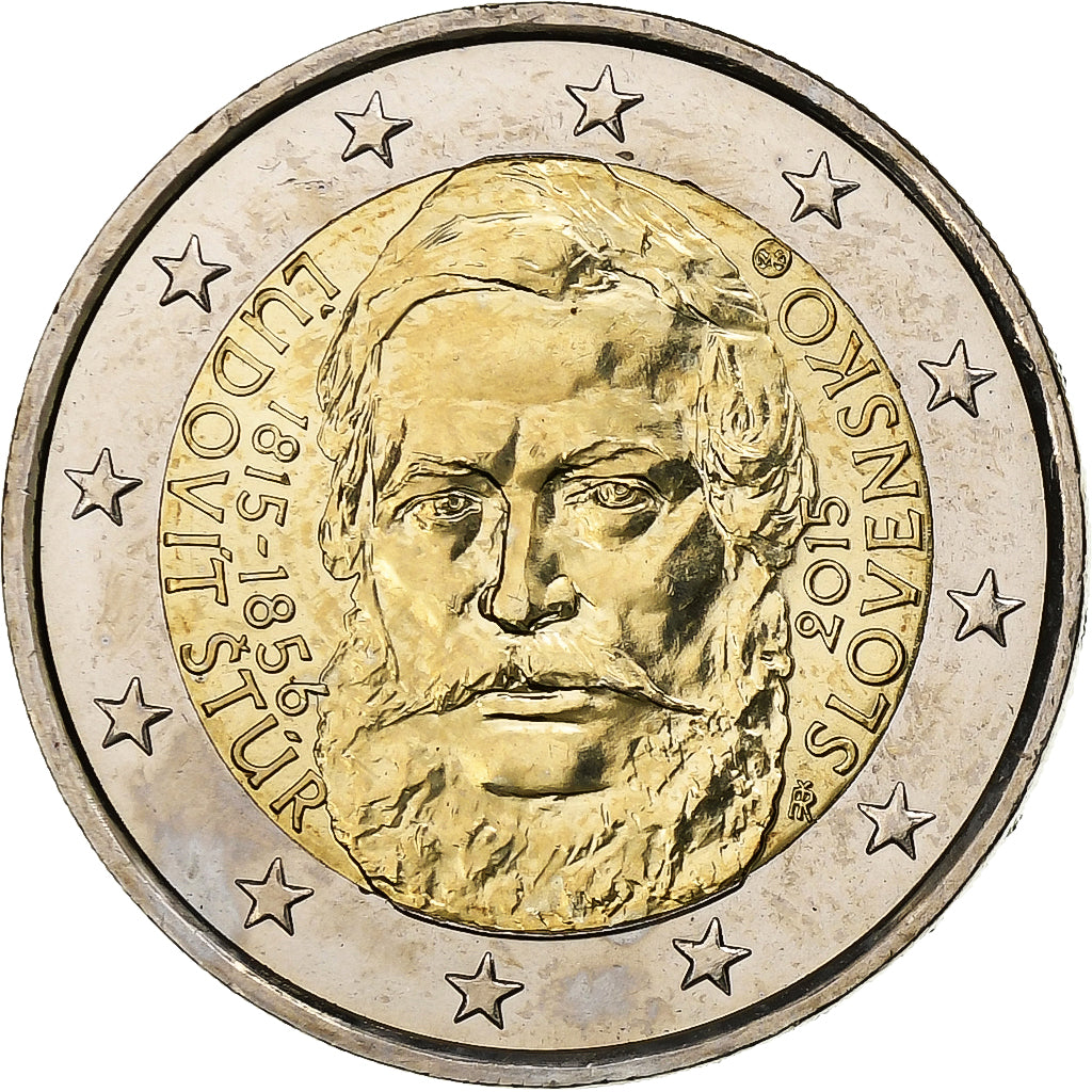 Eslovaquia, 2 Euro, Ľudovít Štúr, 2015, Kremnica, Bimetálico, FDC