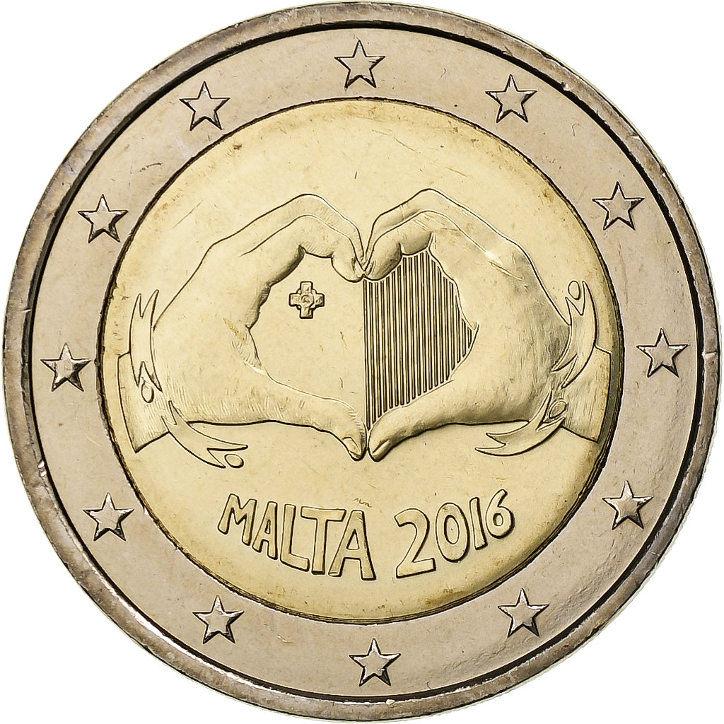 Malta, 2 Euro, Children and solidarity - Love, 2016, Bi-Metallic, FDC