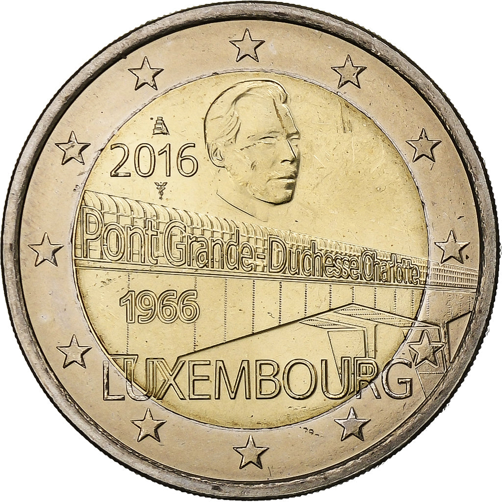 Luxemburgo, 2 Euro, 50 Years of Grand Duchess Charlotte Bridge, 2016, Utrecht