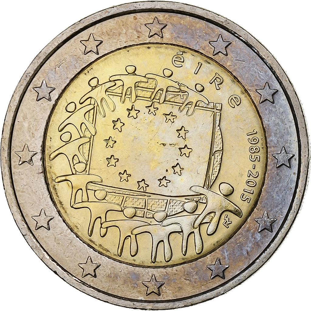 Ireland, 2 Euro, 30 Years of European Union Flag, 2015, Dublin, Bi-Metallic