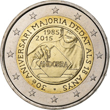 Andorra, 2 Euro, Political Rights, 2015, Madrid, Bi-Metallic, MS(63)