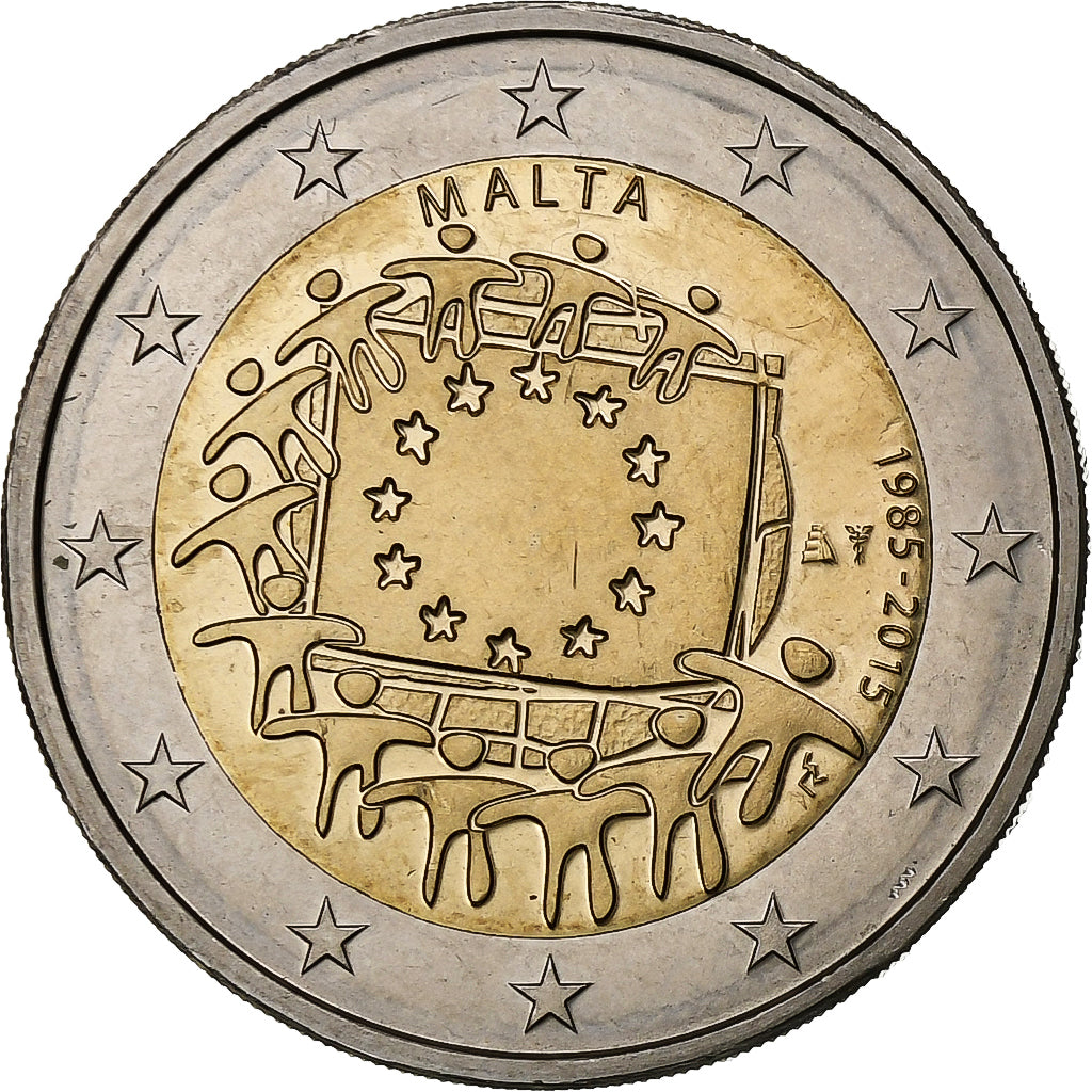 Malta, 2 Euro, 30 Years of European Union Flag, 2015, Bi-metallico, SPL