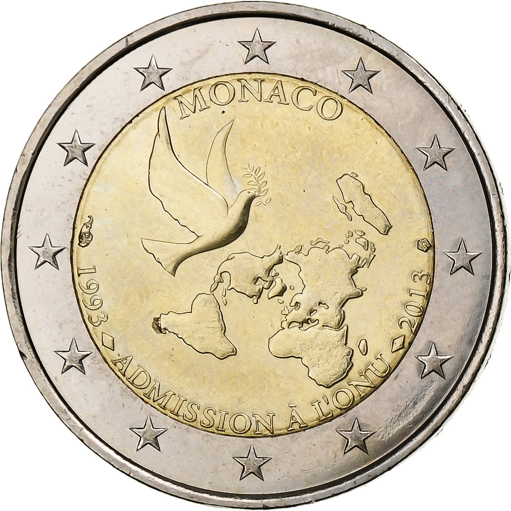 Monaco, 2 Euro, Admission to the United Nations, 2013, Paris, Bi-Metallic