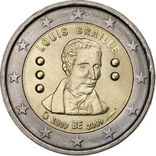 Belgium, 2 Euro, Louis Braille, 2009, Brussels, Bi-Metallic, MS(63)