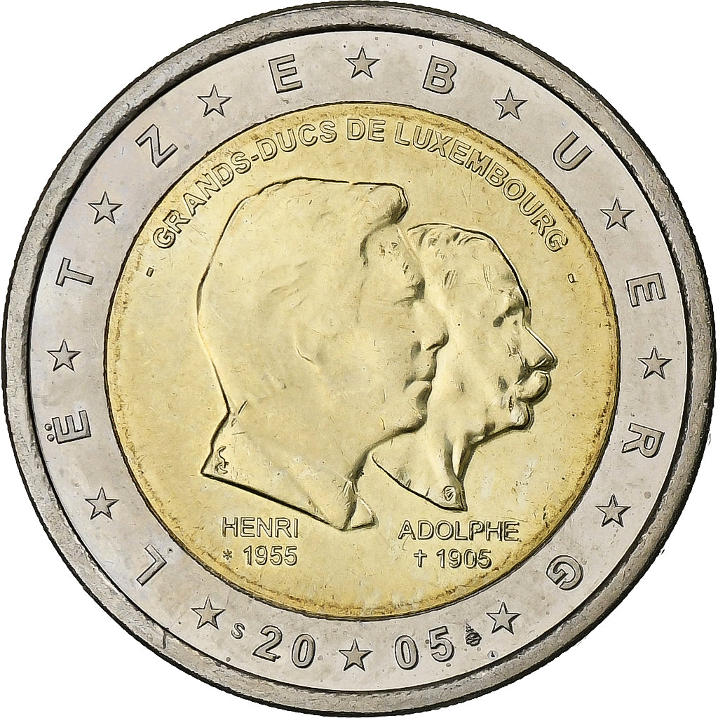 Luxembourg, 2 Euro, Henri and Adolphe, 2005, Utrecht, Bi-Metallic, MS(63)