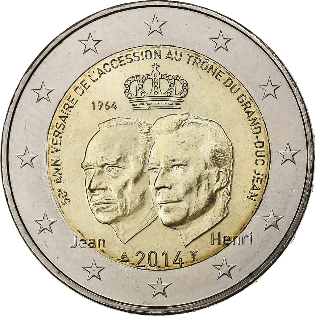 Luxemburgo, 2 Euro, Henri I Golden Jubilee, 2014, Utrecht, Bimetálico, SC