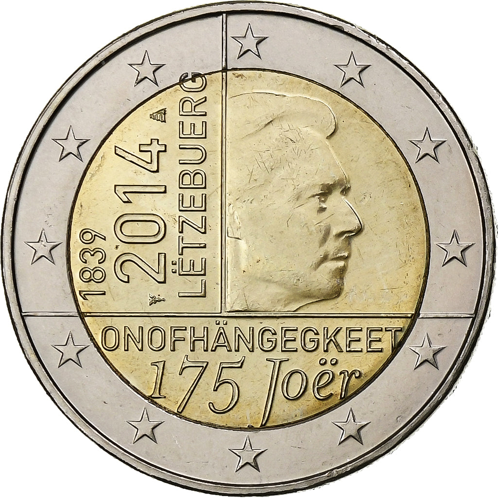 Luxemburg, 2 Euro, 175 Years of the Nation, 2014, Utrecht, Bi-Metallic, UNZ