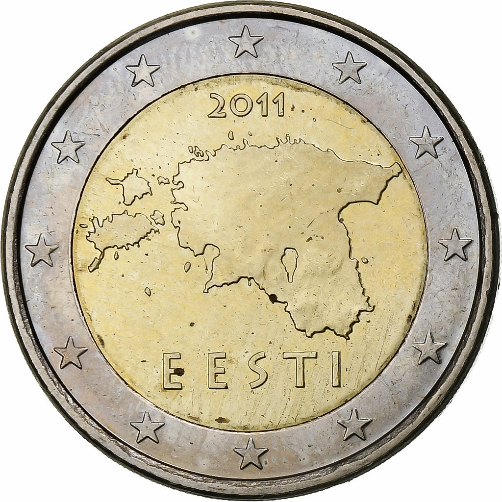 Estonie, 2 Euro, Map of Estonia, 2011, Bimétallique, SPL