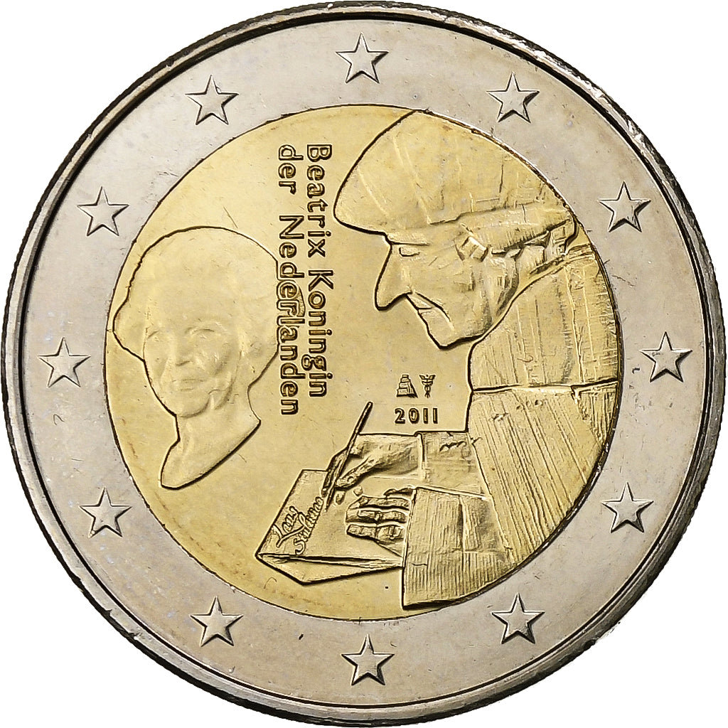 Netherlands, 2 Euro, Beatrix Erasmus, 2011, Utrecht, Bi-Metallic, MS(63)