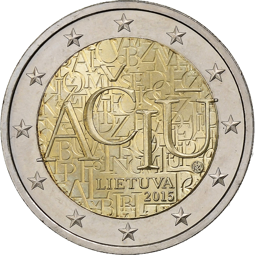 Lituania, 2 Euro, Lithuanian Language, 2015, Vilnius, Bi-metallico, SPL