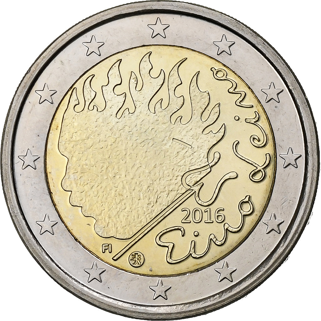 Finlandia, 2 Euro, Eino Leino, 2016, Vantaa, Bi-metallico, SPL