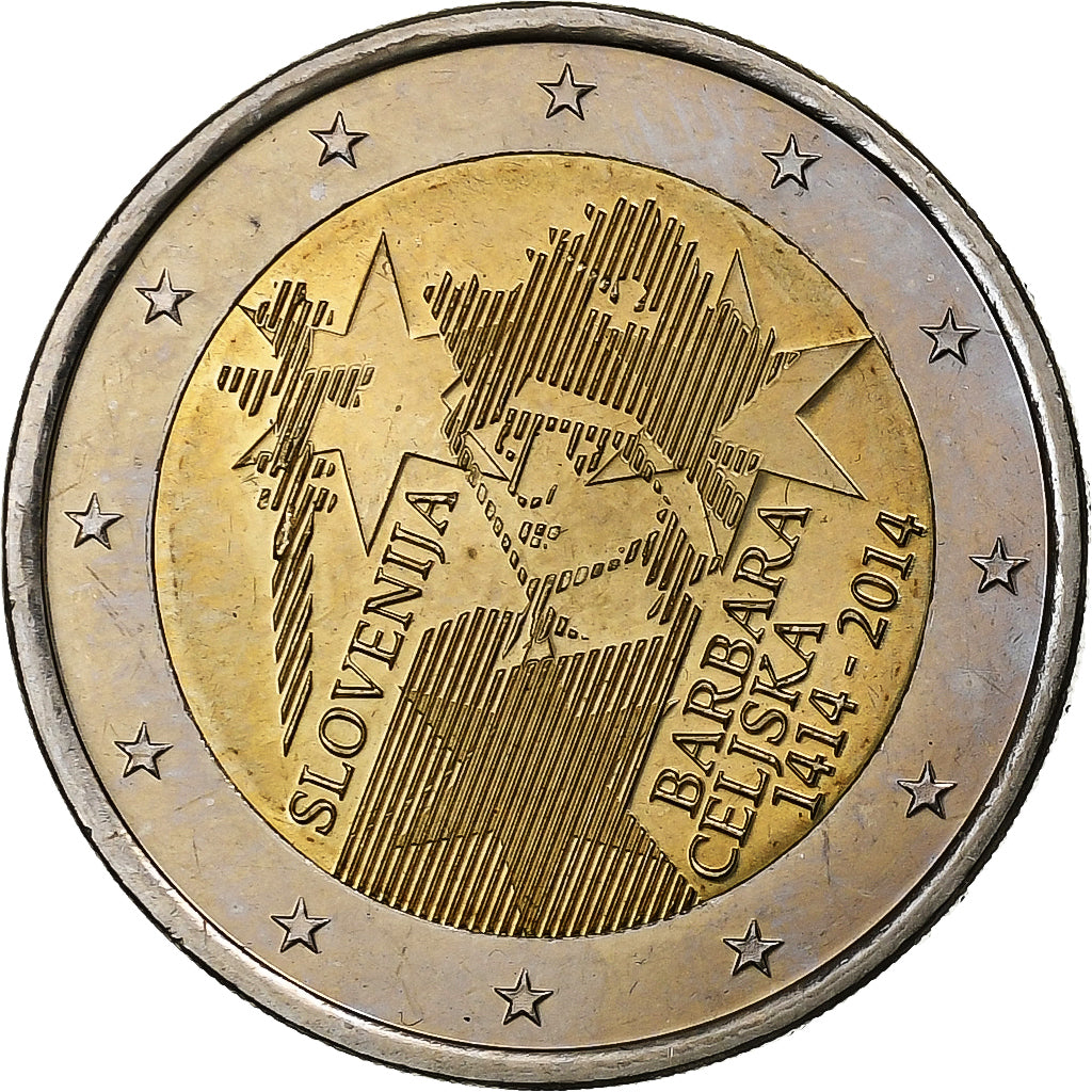 Eslovénia, 2 Euro, Barbara of Celje, 2014, Utrecht, Bimetálico, MS(63)