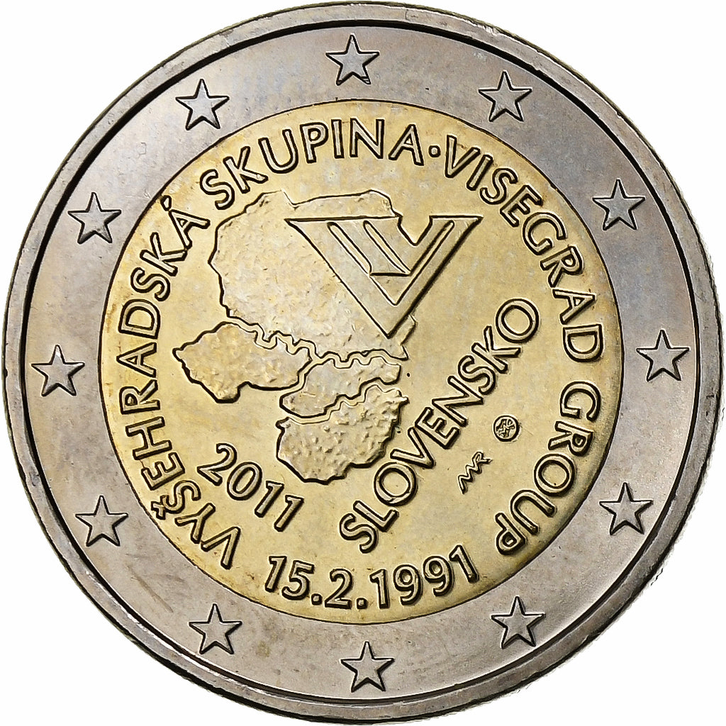 Eslovaquia, 2 Euro, Visegrad Group, 2011, Kremnica, Bimetálico, SC