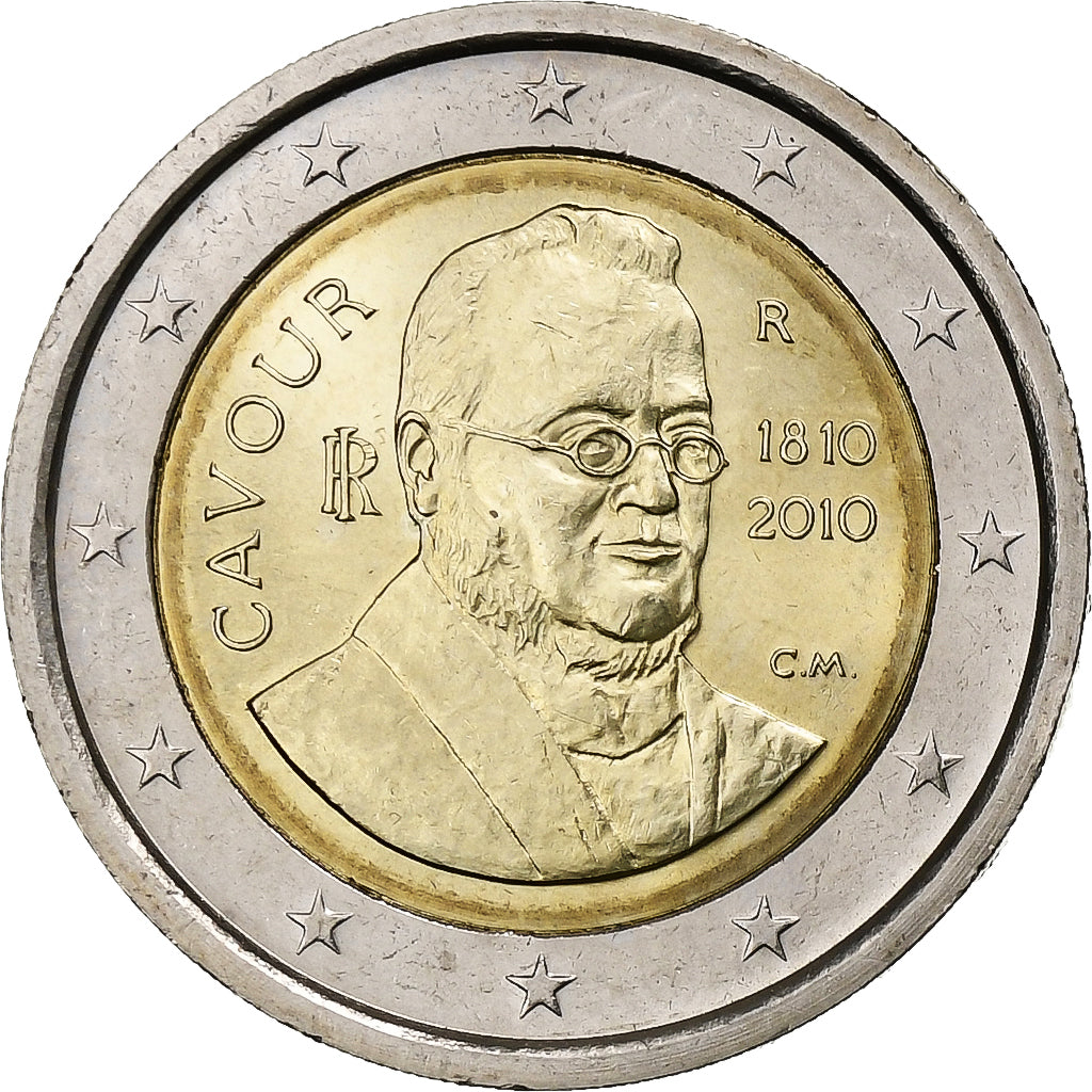 Włochy, 2 Euro, Count of Cavour, 2010, Rome, Bimetaliczny, MS(63)