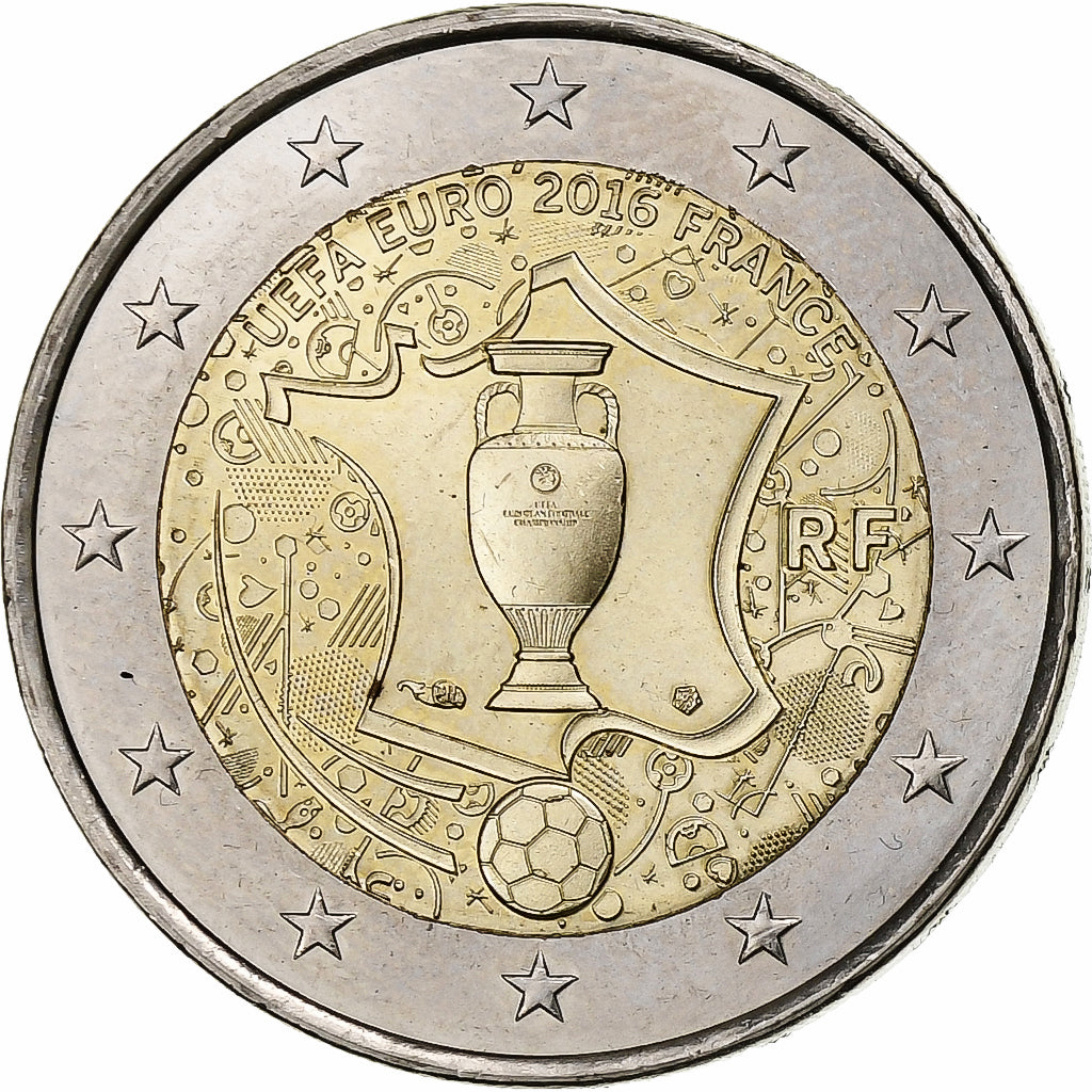 France, 2 Euro, EURO 2016 Football Championship, 2016, Paris, Bi-Metallic