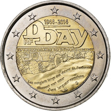 France, 2 Euro, D-day, 2014, Paris, Bi-Metallic, MS(63)