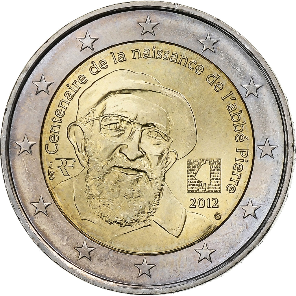 France, 2 Euro, Birth of Abbé Pierre, 2012, Paris, Bi-Metallic, MS(63)