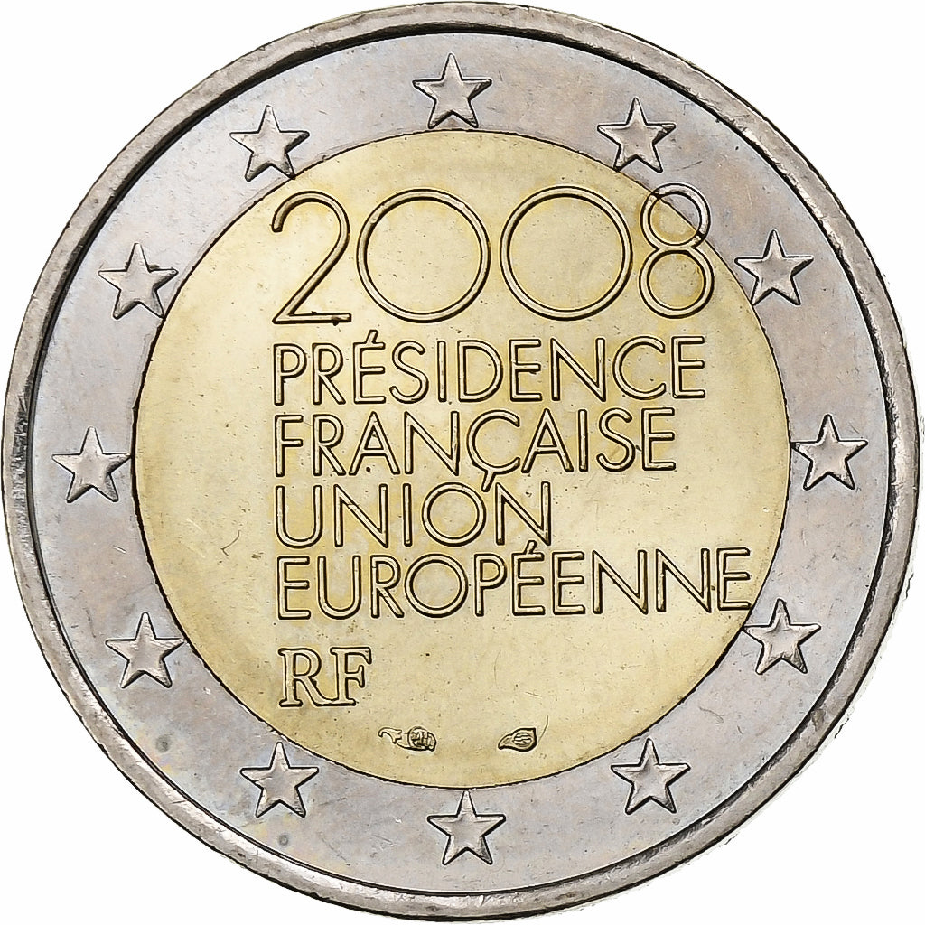 France, 2 Euro, French Presidency of the European Union, 2008, Paris