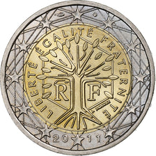 France, 2 Euro, Stylized tree, 2011, Paris, Bi-Metallic, MS(63)