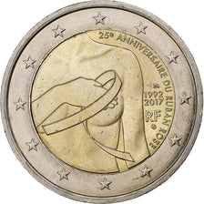 France, 2 Euro, Pink ribbon, 2017, Paris, Bi-Metallic, MS(63)