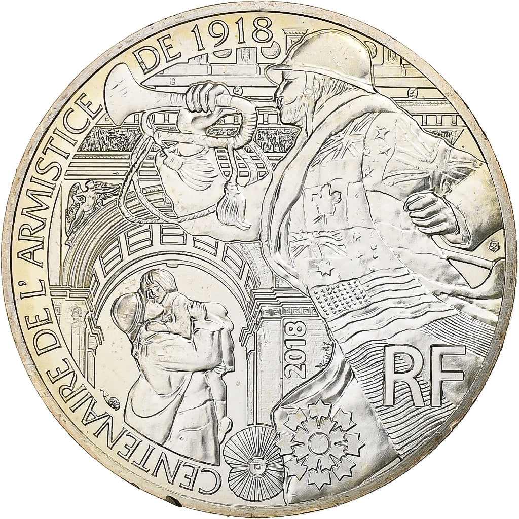 France, 10 Euro, The Great War, 2018, Paris, Silver, MS(63)
