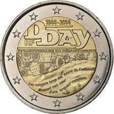 France, 2 Euro, D-day, 2014, Paris, Bi-Metallic, MS(63)