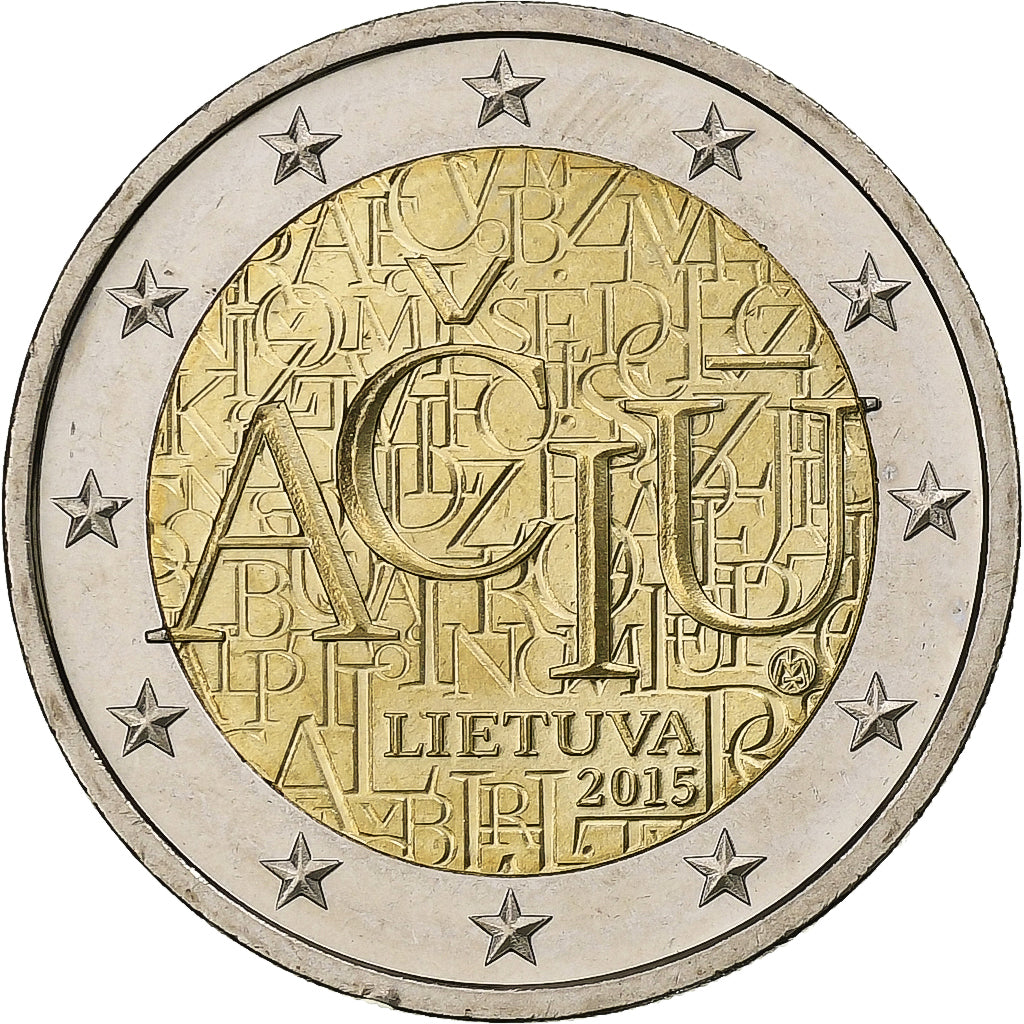 Litwa, 2 Euro, Lithuanian Language, 2015, Vilnius, Bimetaliczny, MS(63)