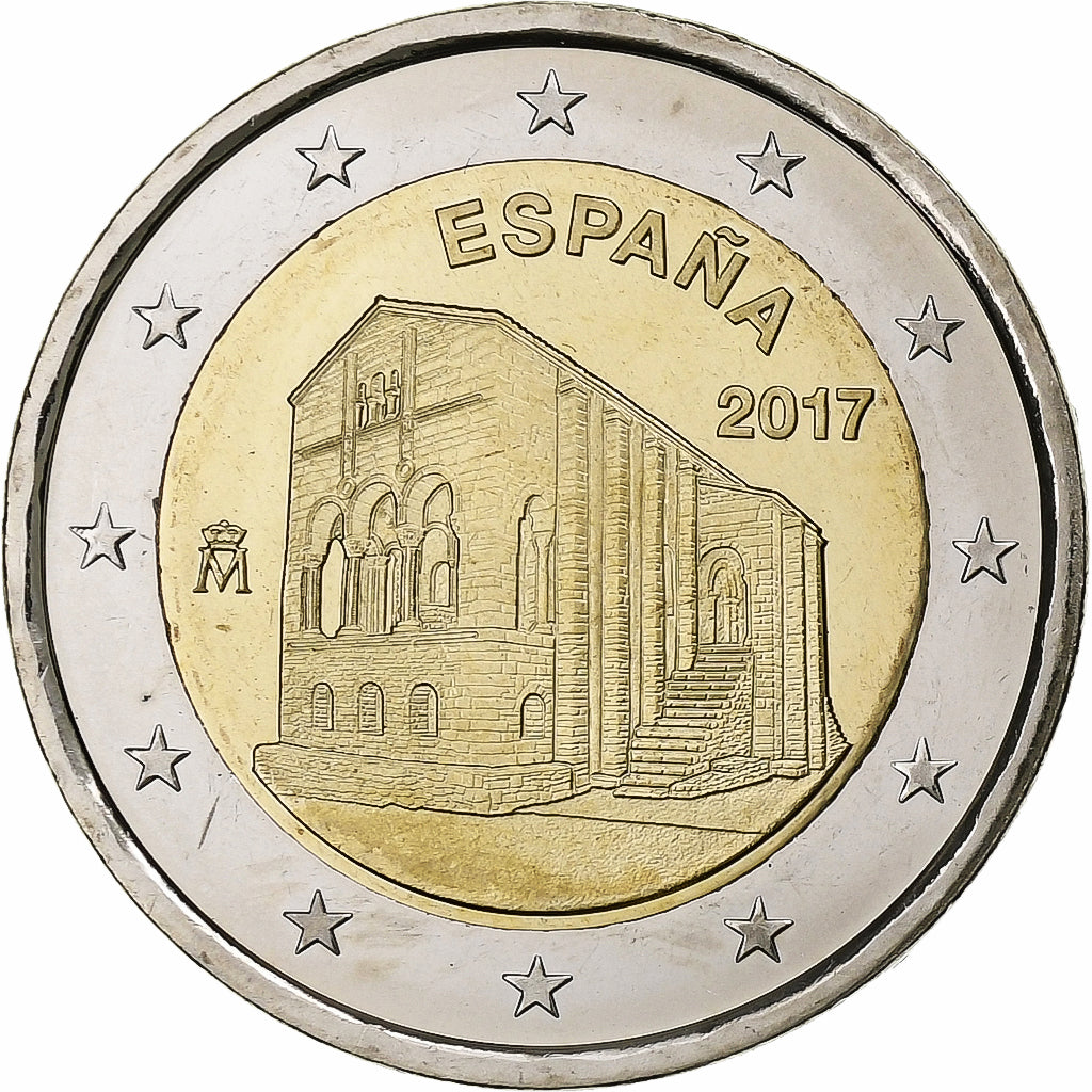 Espanha, 2 Euro, Churches of the Kingdom of Asturias, 2017, Madrid, Bimetálico