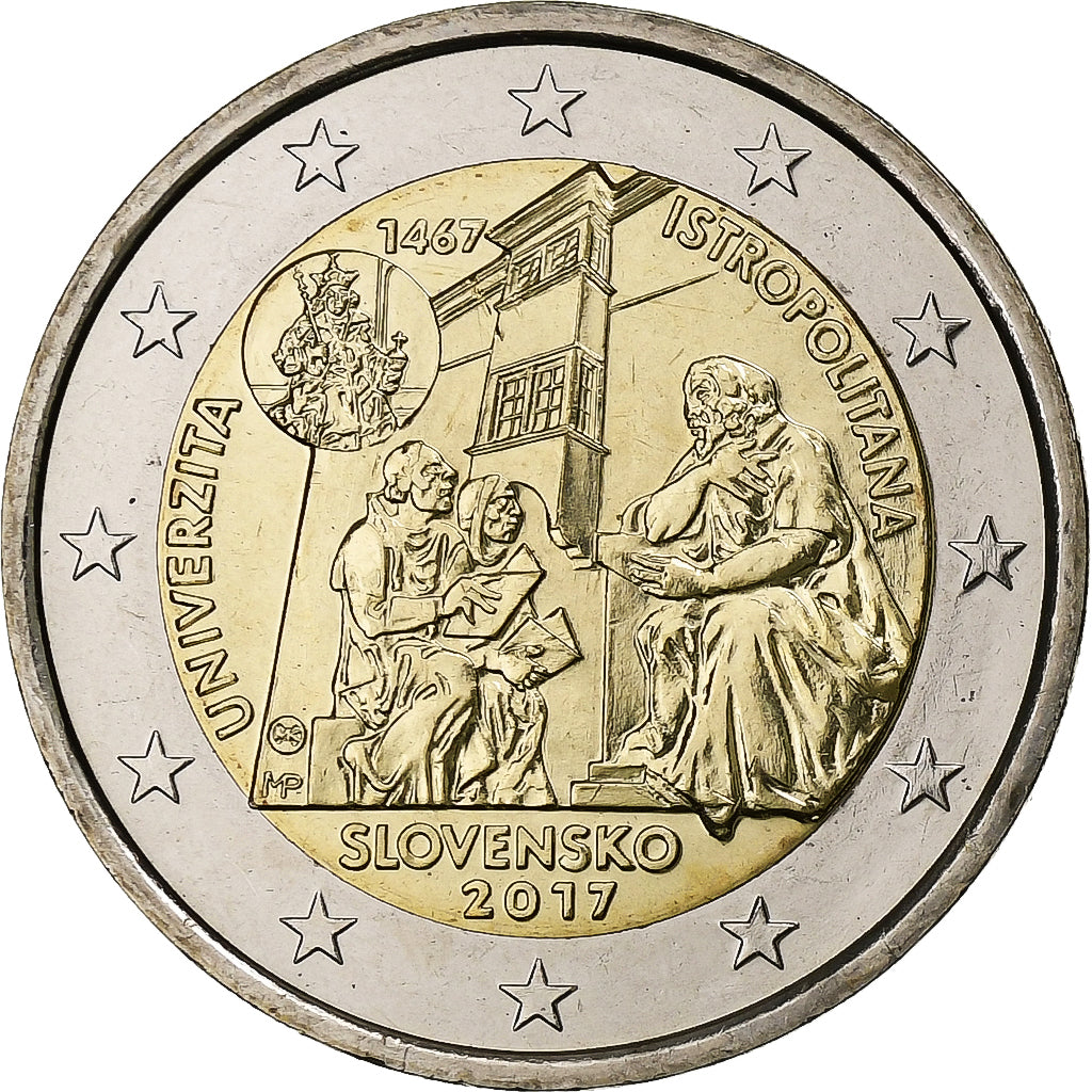 Eslováquia, 2 Euro, University Istropolitana, 2017, Kremnica, Bimetálico