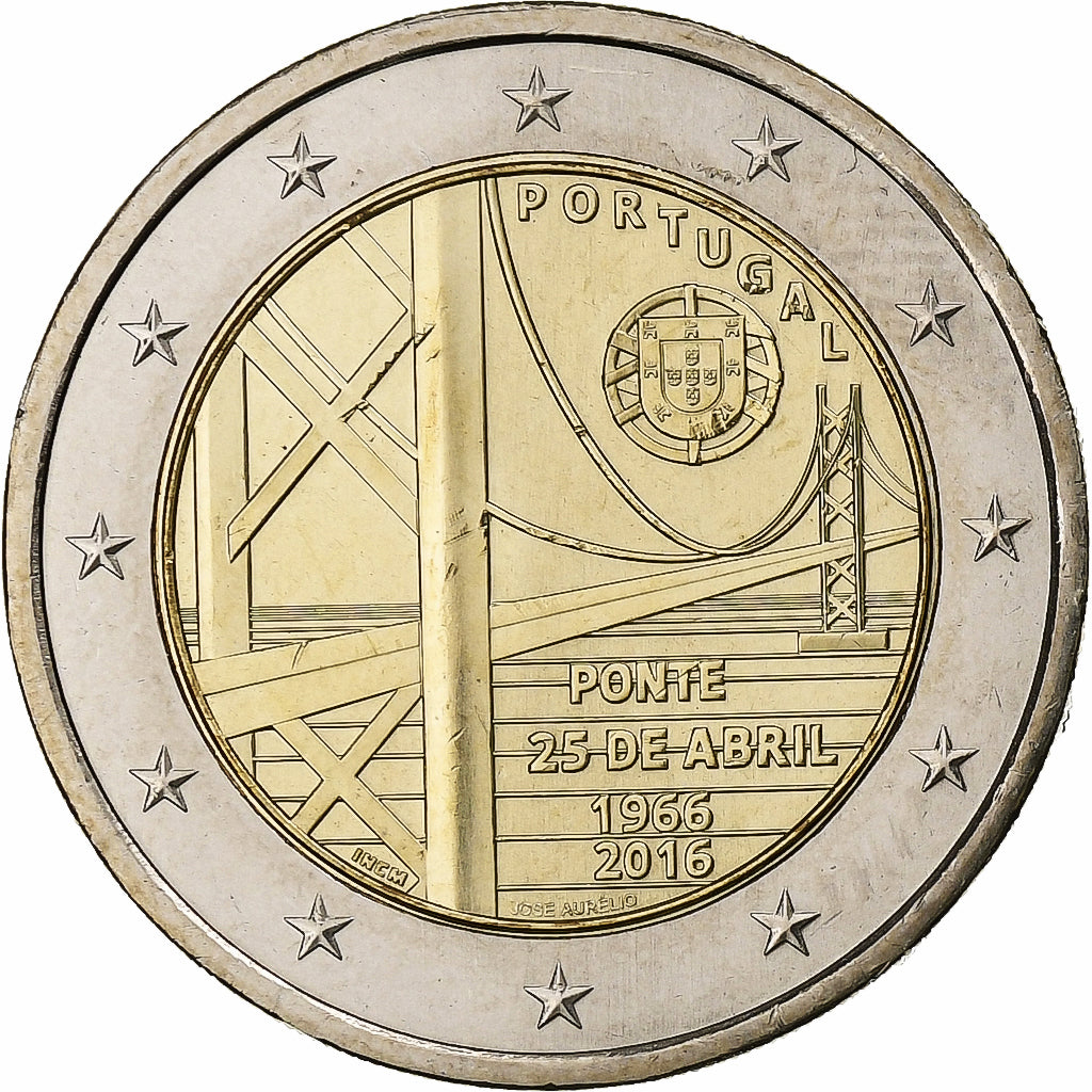 Portugal, 2 Euro, 25th of April bridge, 2016, Lisbon, Bi-Metallic, MS(63)