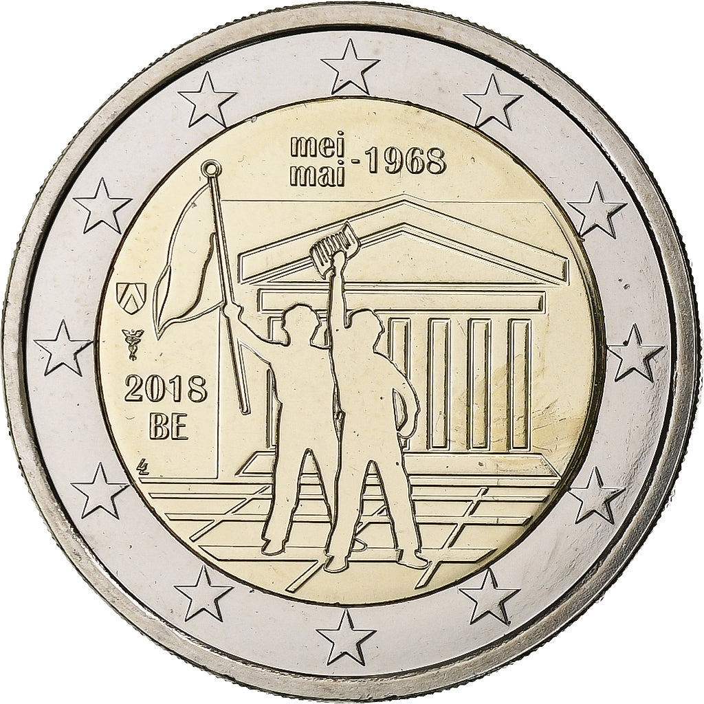 Belgium, 2 Euro, Events of May 1968, 2018, Bi-Metallic, MS(63)