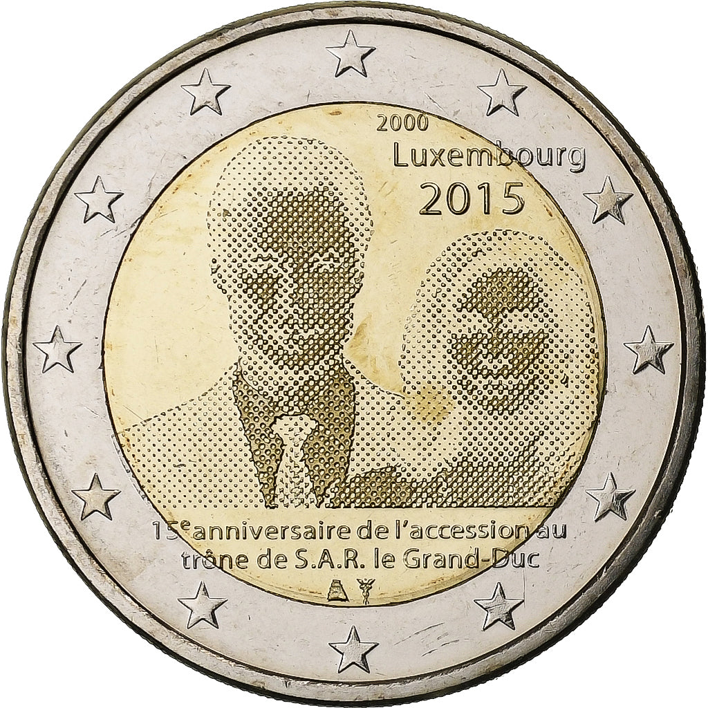 Luxemburg, 2 Euro, Henri I Accession, 2015, Bi-Metallic, UNZ