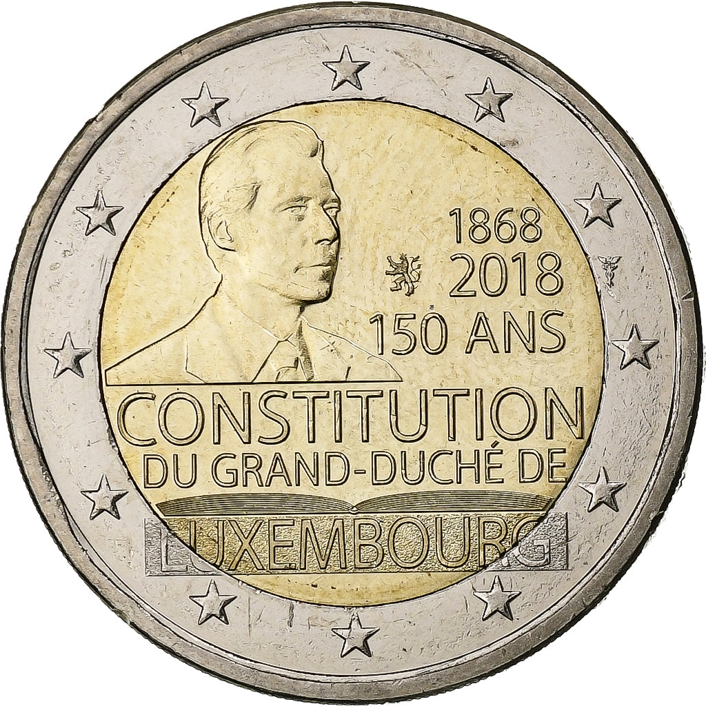 Luxemburgo, 2 Euro, Henri I Constitution of Luxembourg, 2018, Bimetálico
