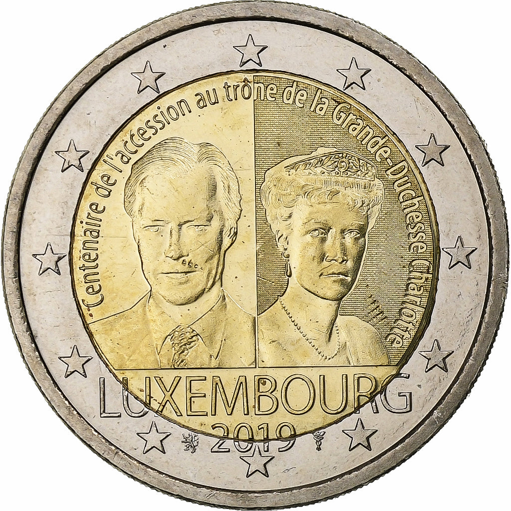 Luxemburgo, 2 Euro, Henri I Grand Duchess Charlotte, 2019, Bimetálico, MS(63)