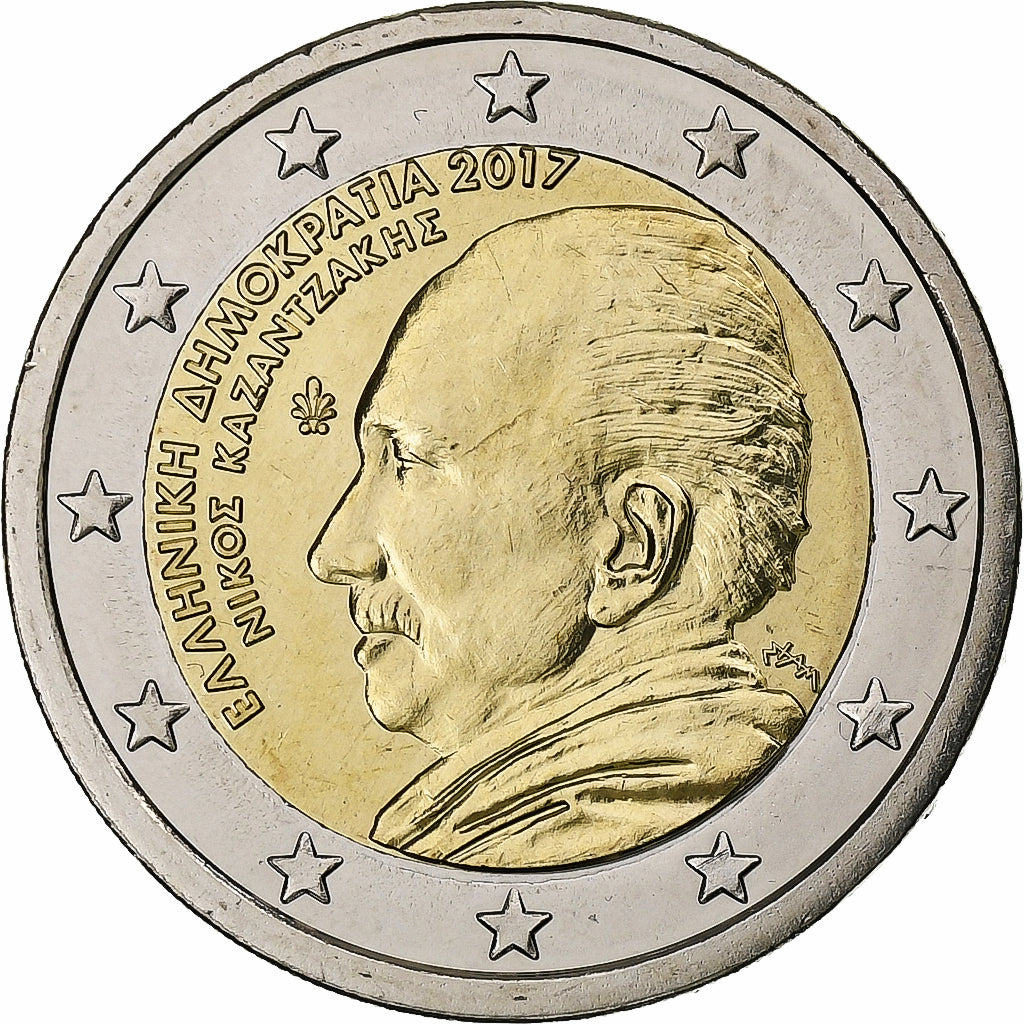 Grecia, 2 Euro, Nikos Kazantzakis, 2017, Bimetálico, SC