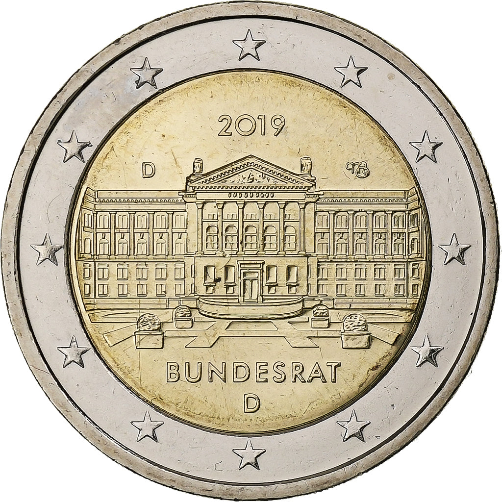 Germany, 2 Euro, Bundesrat, 2019, Munich, Bi-Metallic, MS(63)