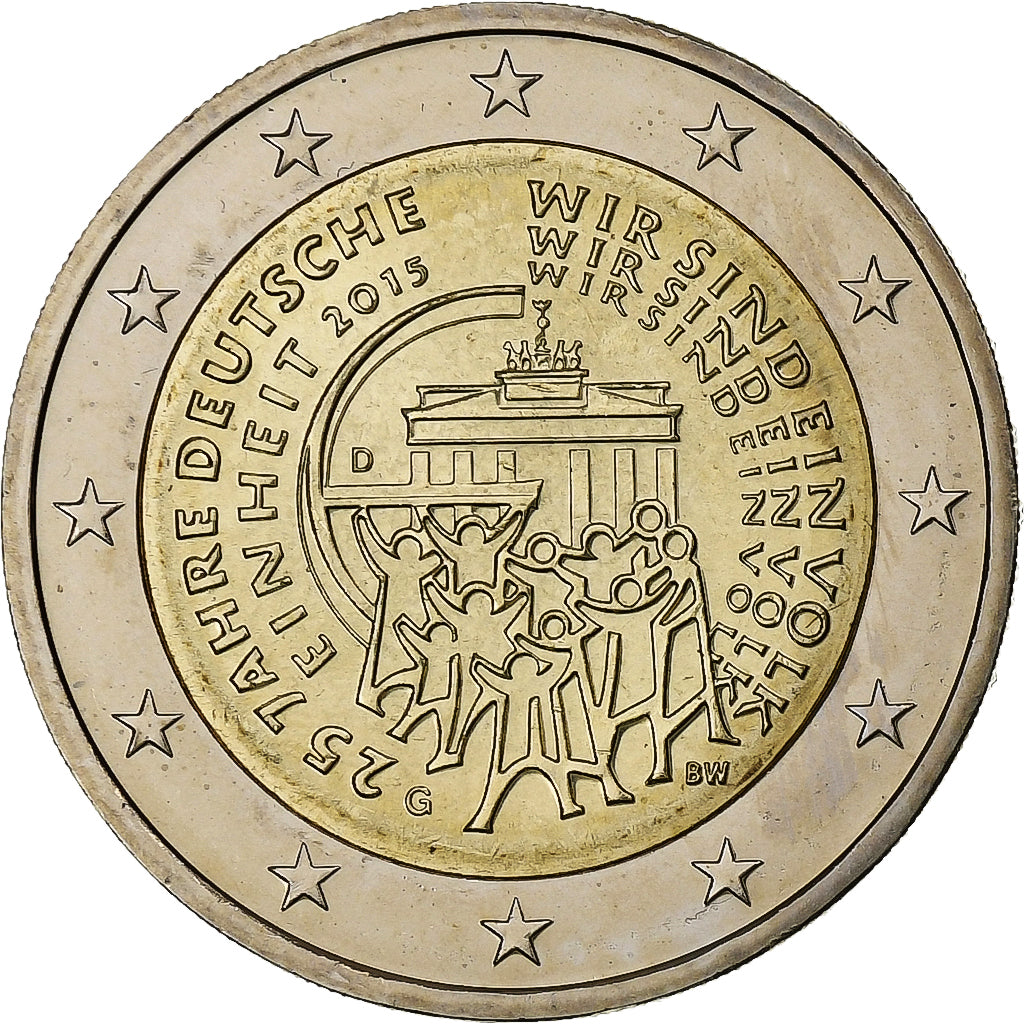 Allemagne, 2 Euro, 25 Years of German Unity, 2015, Karlsruhe, Bimétallique, SPL