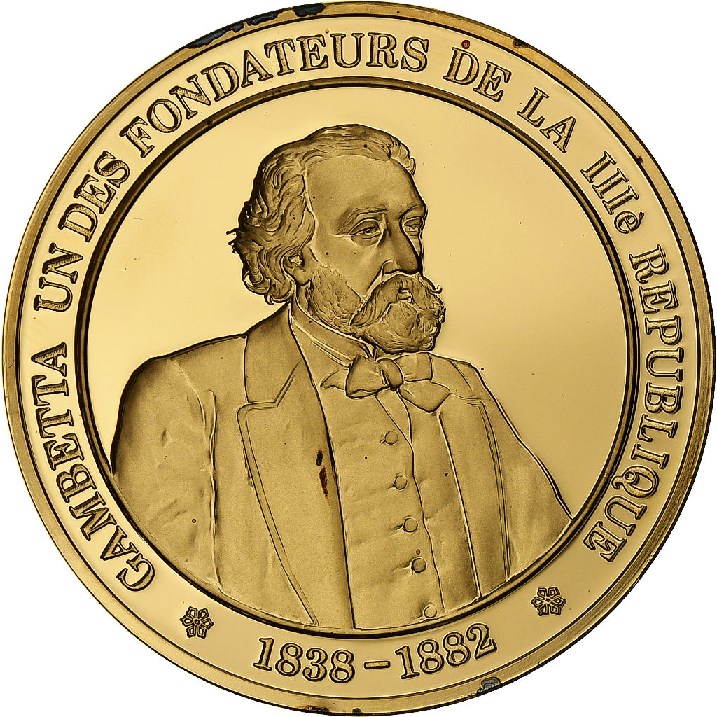 Francja, medal, Léon Gambetta, Gold plated silver, L'Histoire de France, MS(63)