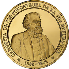 Francja, medal, Léon Gambetta, Gold plated silver, L'Histoire de France, MS(63)