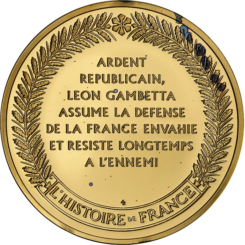 Francja, medal, Léon Gambetta, Gold plated silver, L'Histoire de France, MS(63)
