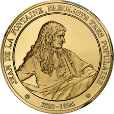 France, Medal, Jean de la Fontaine, Gold plated silver, L'Histoire de France