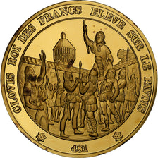 Francja, medal, Clovis Roi des Francs, Gold plated silver, L'Histoire de France